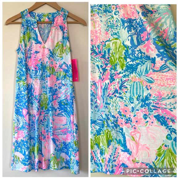 Lilly Pulitzer Dresses & Skirts - NWT Lilly Pulitzer Dress Size XXS Fished My Wish Ross Shift Blue and Pink Preppy